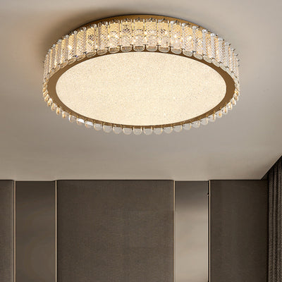 Luz de techo empotrada LED de acero inoxidable con cristal redondo de lujo contemporáneo para dormitorio 