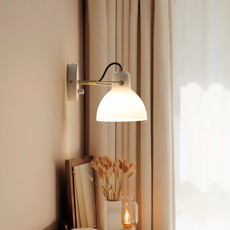 Lámpara de Aplique de Pared de 1 Luz Hemisferoide de Vidrio de Hierro de Simplicidad Moderna para Cabecera 