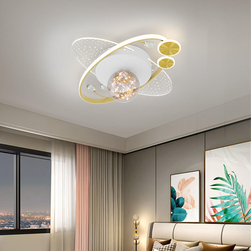 Contemporary Nordic Iron Acrylic Elliptical Star LED Semi-Flush Mount Ceiling Light For Bedroom