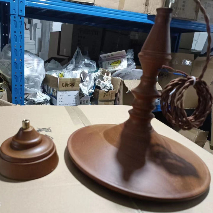 Suspension japonaise traditionnelle en cône de cuivre et bois massif à 1 lumière pour chambre 