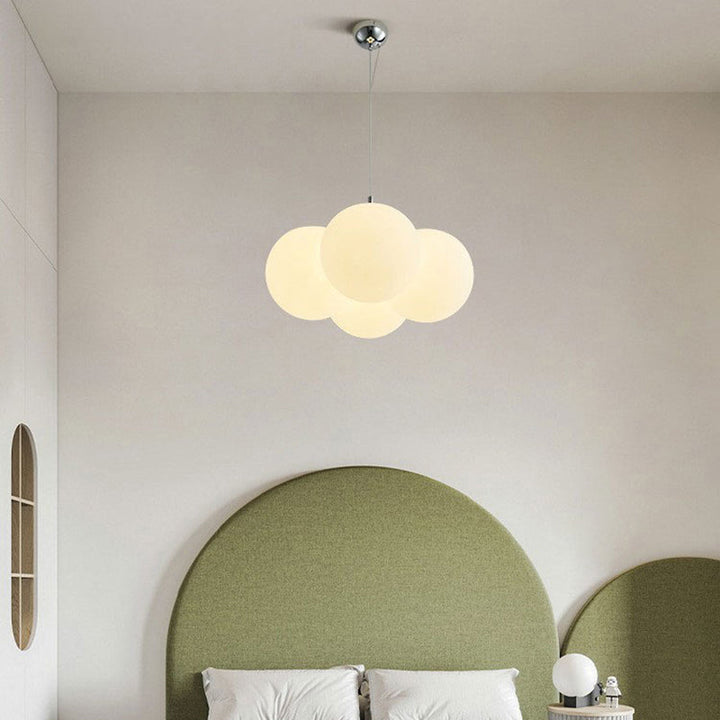 Lustre moderne minimaliste à bulles rondes en matériel PE 4/8 lumières pour salon 