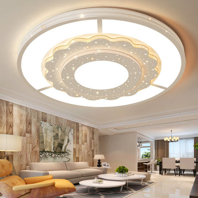 Zeitgenössische Einfachheit Sternenhimmel Dekor Blume Rand Acryl Runde Schatten LED Unterputz Deckenleuchte Für Wohnzimmer 