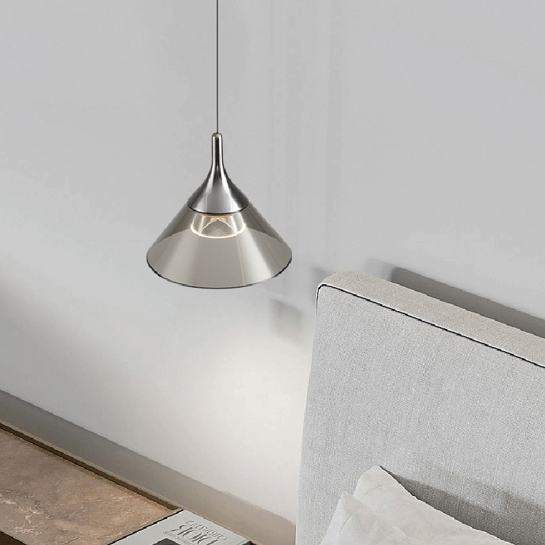 Zeitgenössische nordische konische LED-Pendelleuchte aus Eisen-Aluminium für Schlafzimmer 