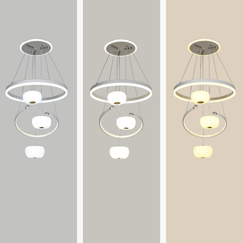 Chandelier LED en fer acrylique pour salon avec branche ronde minimaliste moderne et citrouille 
