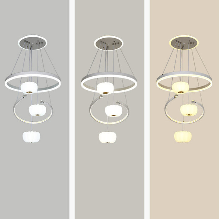 Chandelier LED en fer acrylique pour salon avec branche ronde minimaliste moderne et citrouille 