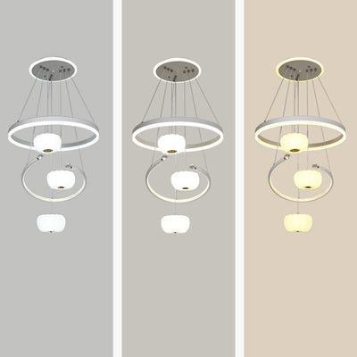 Chandelier LED en fer acrylique pour salon avec branche ronde minimaliste moderne et citrouille 