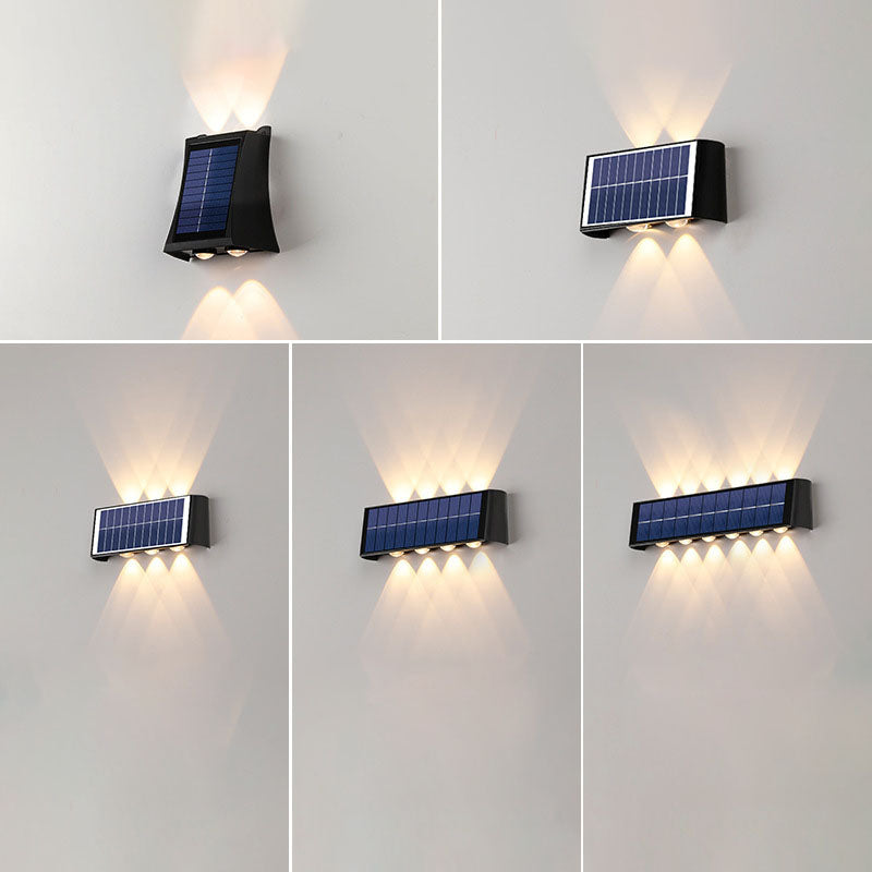 مصباح حائطي LED مستطيل مقاوم للماء من ABS PMMA بتصميم عصري بسيط للطاقة الشمسية للفناء الخارجي 