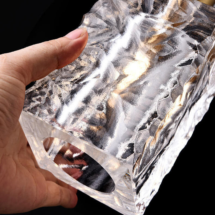 Modern Luxury Crystal Square Copper 1-Light Pendant Light for Living Room Bedroom
