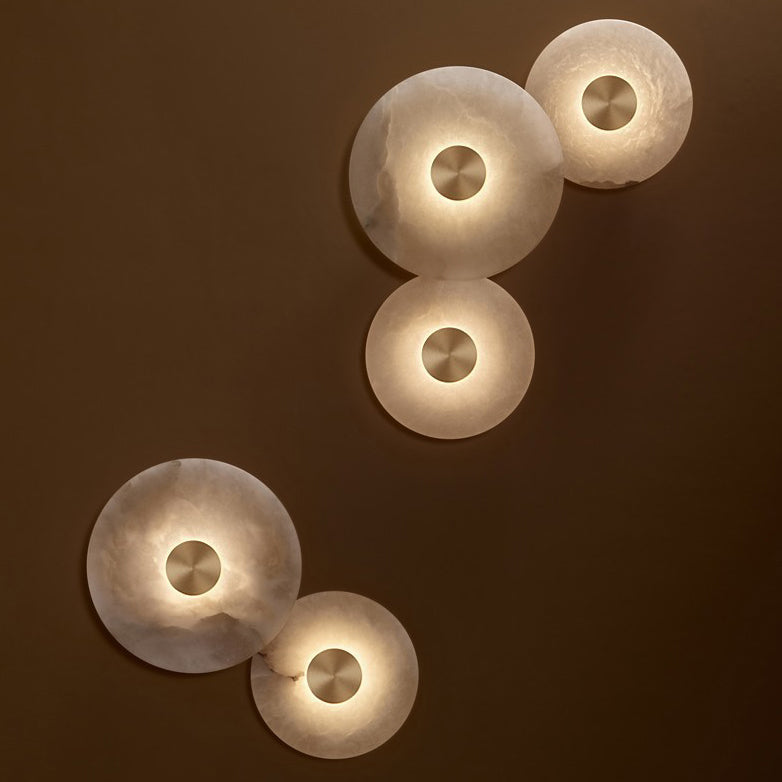Moderne minimalistische runde Eisen-Marmor-LED-Wandleuchte für das Schlafzimmer 