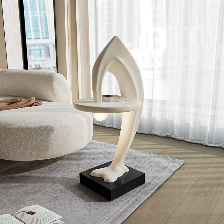 Zeitgenössischer kreativer Delphin-Rundquadrat-Marmor-Fiberglas-Beistelltisch 1-Tablett für das Wohnzimmer 