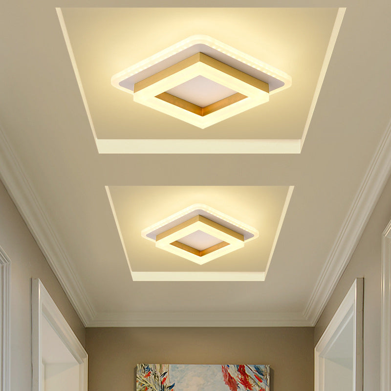 Luz de techo LED de montaje empotrado con pantalla cuadrada redonda geométrica acrílica de simplicidad moderna para sala de estar 