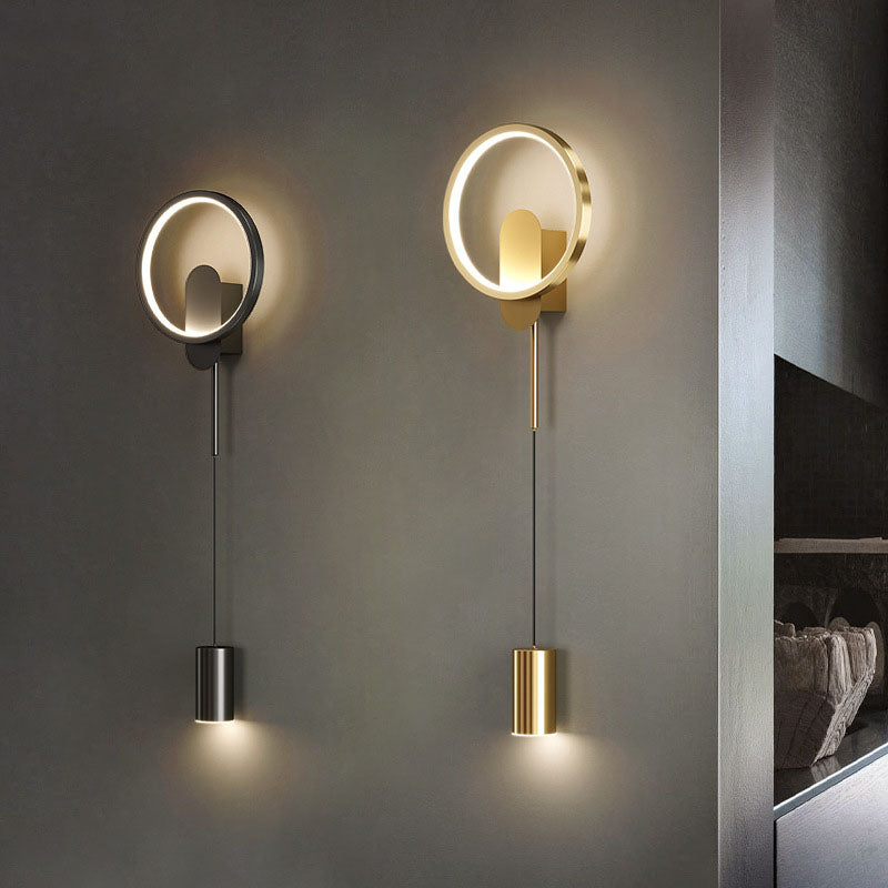Moderne Luxus Wandlampe aus Schmiedeeisen und Acrylzylinder mit LED für das Wohnzimmer 