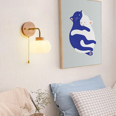 Traditionelle japanische Wolken aus massivem Holz und Eisen PE 1-Licht Wandleuchte für das Schlafzimmer 