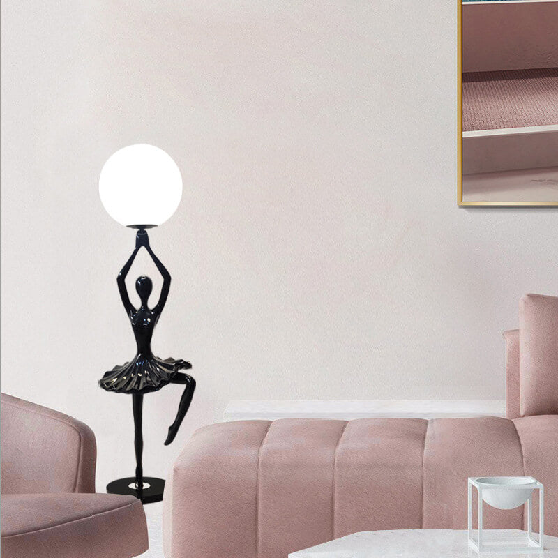 Lampe sur pied en acrylique à 1 lumière orb en forme de fille de ballet nordique 
