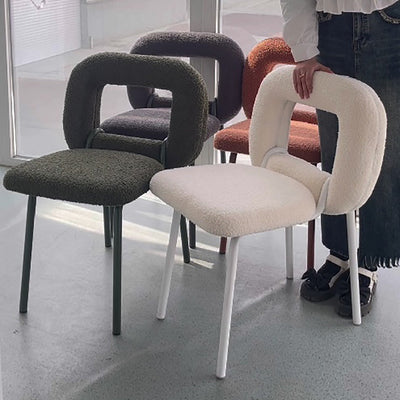 Respaldo de silla de comedor de diseño de donut de lana de cordero escandinavo contemporáneo para comedor 