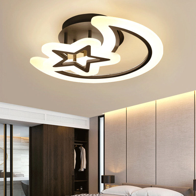 Moderne minimalistische Mondstern-Hardware Acryl LED Semi-Flush Mount Deckenleuchte für Wohnzimmer 
