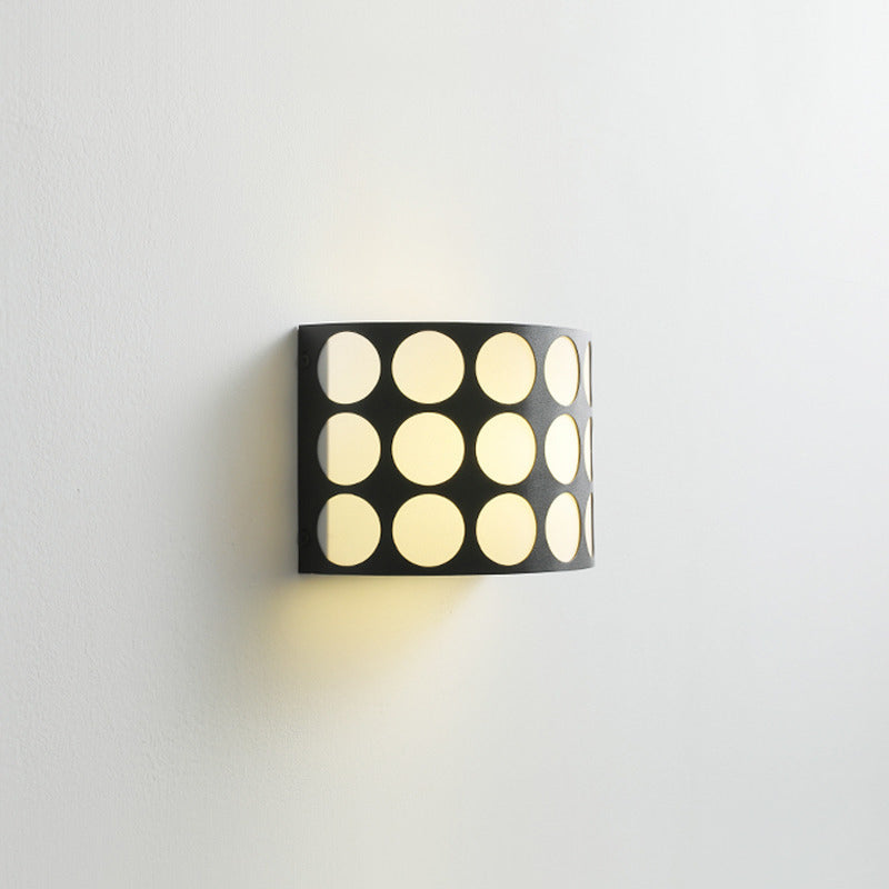 Contemporary Scandinavian Half Cylinder Dot Fabric Iron LED Wall Sconce Lamp For Living Room