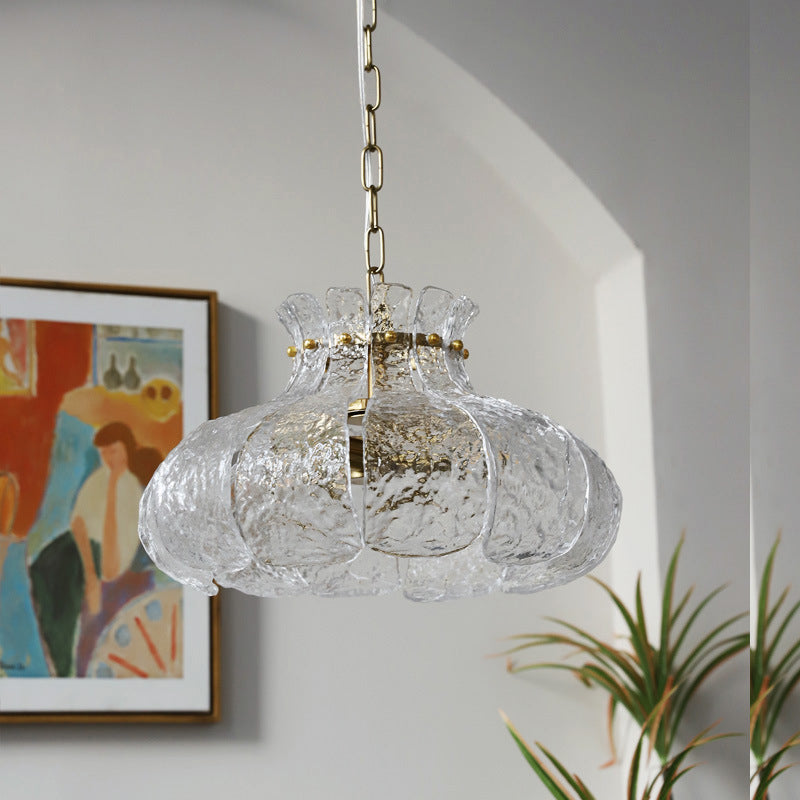 Traditionelle Vintage Runde Blumen Eisen Glas 4-Licht Pendelleuchte für Wohnzimmer 