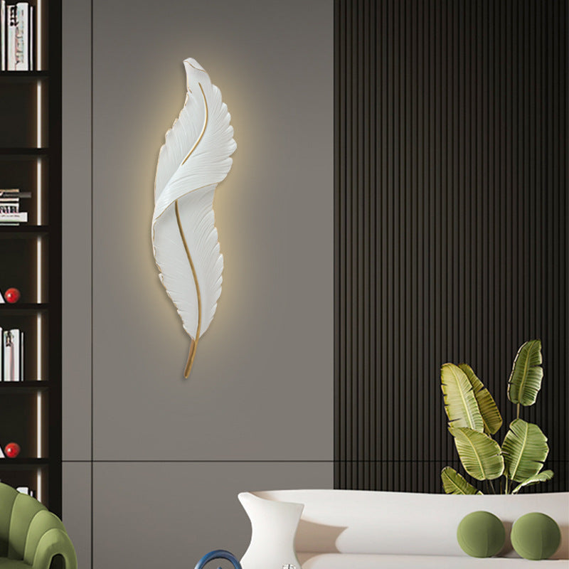 Lámpara de pared impermeable LED de resina creativa contemporánea con imitación de pluma de pavo real para sala de estar 