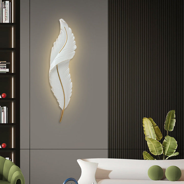 Lámpara de pared impermeable LED de resina creativa contemporánea con imitación de pluma de pavo real para sala de estar 