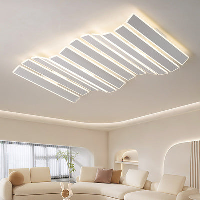 Zeitgenössische Einfachheit Acryl gestreifte Fischgrätenform LED Unterputz Deckenleuchte für Wohnzimmer 