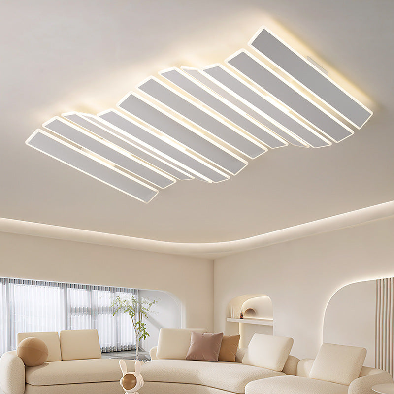 Zeitgenössische Einfachheit Acryl gestreifte Fischgrätenform LED Unterputz Deckenleuchte für Wohnzimmer 
