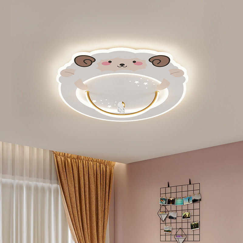 Lumière de plafond LED encastrée ronde en aluminium acrylique pour enfants Art déco moderne avec pingouin, panda, lion, mouton pour chambre 