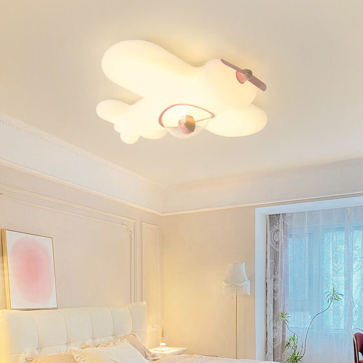 Modern Simplicity Kids Plane Iron PE LED Flush Mount Ceiling Light For Bedroom