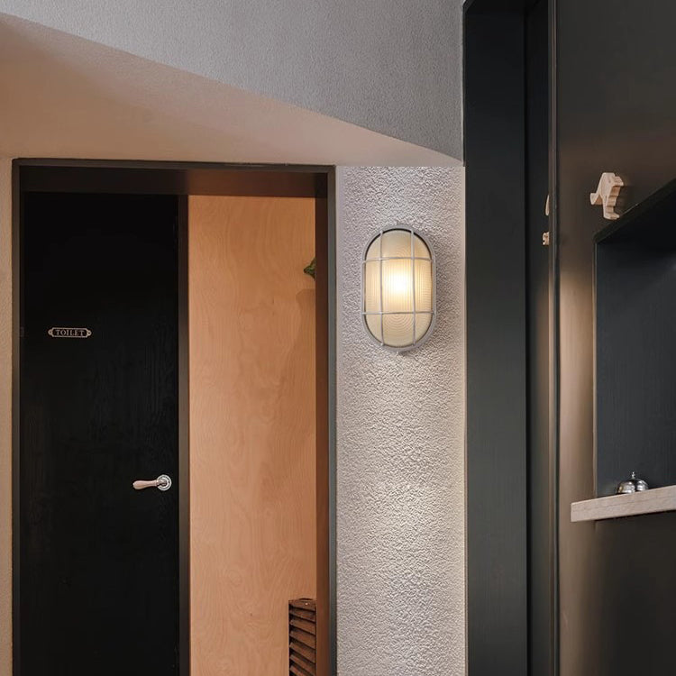 Applique murale contemporaine en aluminium et verre rond ovale à 1 lumière pour couloir 