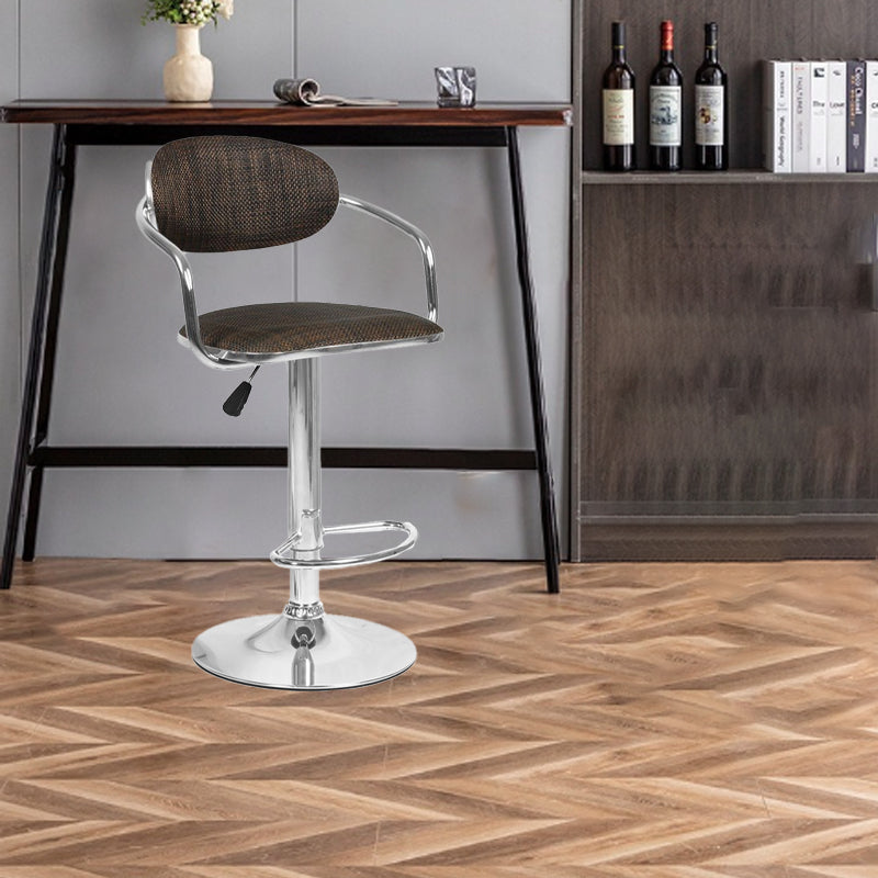Contemporary Scandinavian Half Round PVC Wicker Plywood Iron Bar Stool Backrest For Dining Room