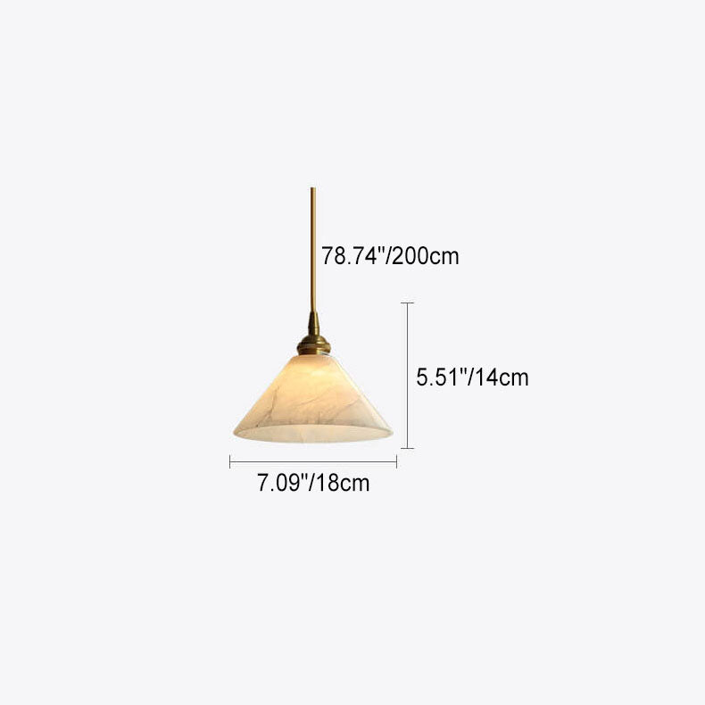 Modern Light Luxury Triangle Cone Lucite Copper 1-Light Pendant Light