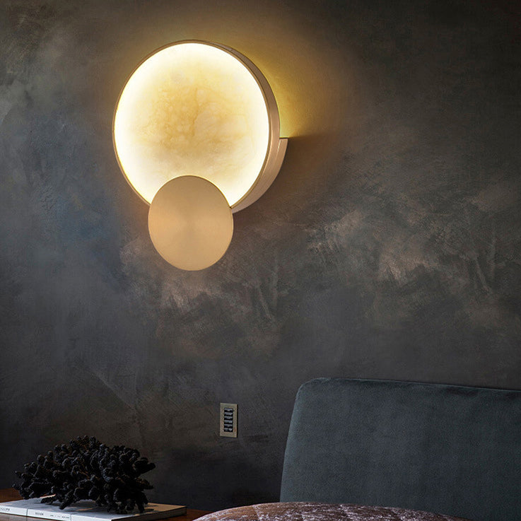 Applique murale LED ronde en marbre métal nordique contemporain pour chevet 