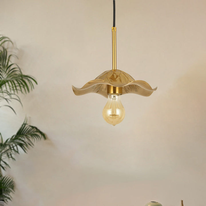 Zeitgenössische skandinavische Lotusblatt-Pendelleuchte aus Eisen mit 1 Licht für Wohnzimmer 