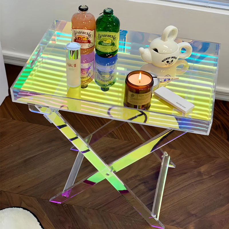 Modern Minimalist Foldable Rainbow Rectangle Acrylic Side Table For Living Room