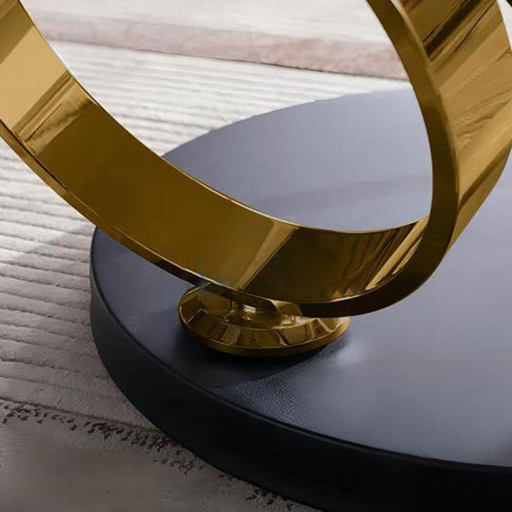 Table basse contemporaine ronde en acier inoxydable nordique à 2 étagères pour salon 