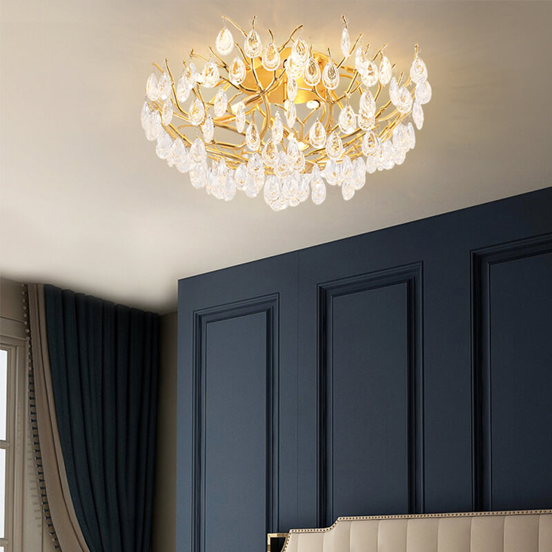 Europäisches Leichtluxus Gold Glamour Kristall 10/12-Licht Deckenleuchte 