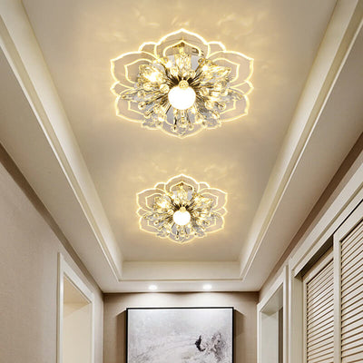 Modern Minimalist Petal Crystal Acrylic LED Flush Mount Ceiling Light