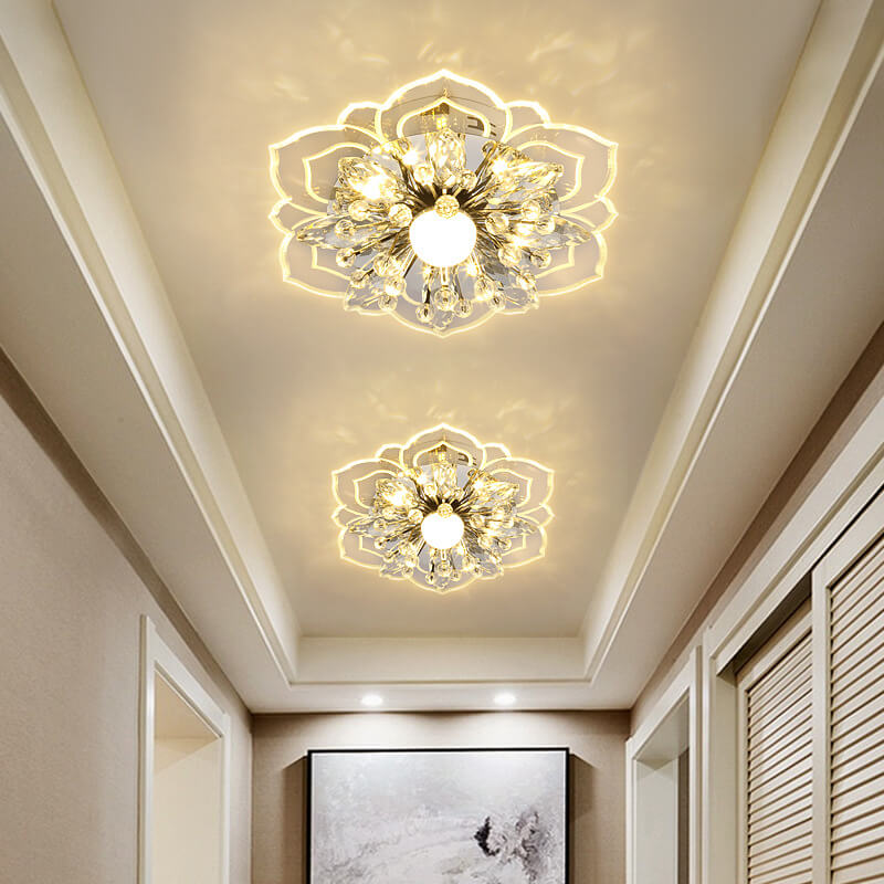 ضوء سقف LED مثبت بشكل متدفق من الكريستال الأكريليك بتصميم بتلات حديثة وبسيطة 