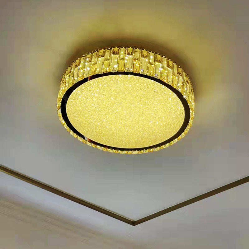 Contemporáneo Escandinavo Cilíndrico de Cobre Cristal 4/6 Luces de Montaje al Ras para Techo en Dormitorio 