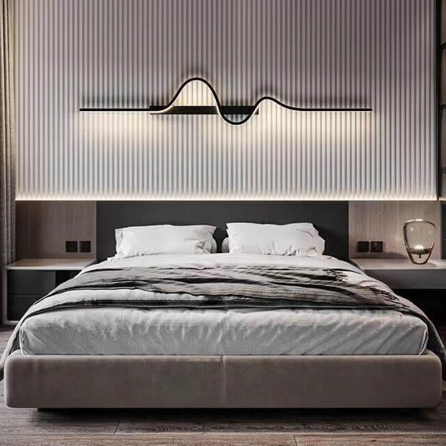 Modern Minimalist Long Wave Design Aluminum LED Wall Sconce Lamp For Living Room