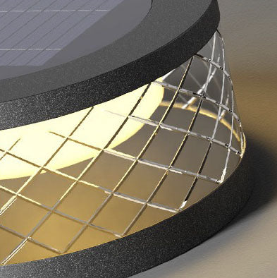 ضوء حديقة خارجي LED دائري يعمل بالطاقة الشمسية من الفولاذ المقاوم للصدأ بتصميم بسيط وحديث 