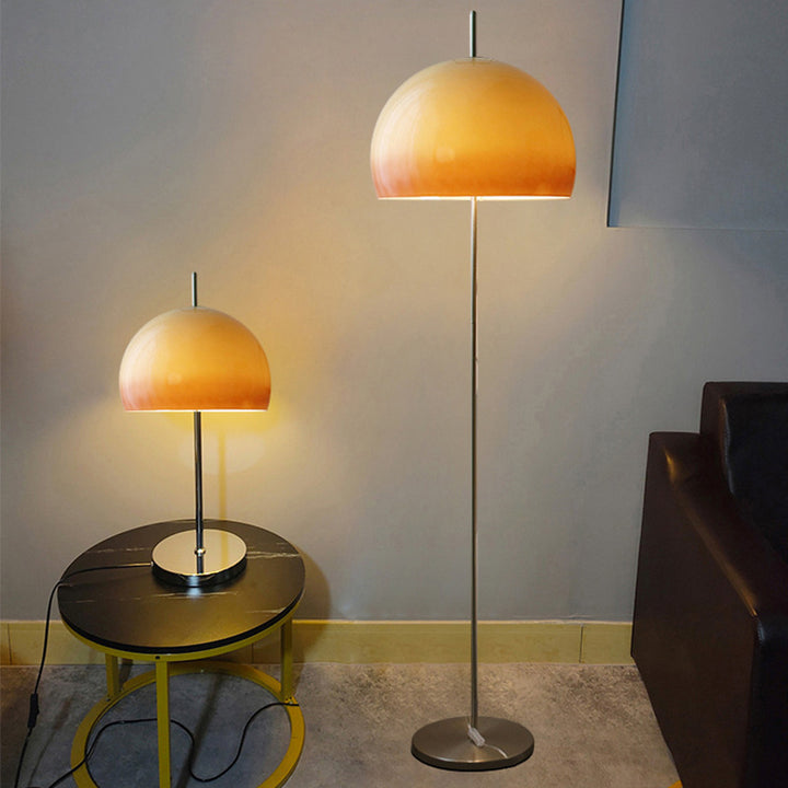 Lampe de sol contemporaine rétro en verre avec matériel en forme de champignon à 2 lumières pour salon 