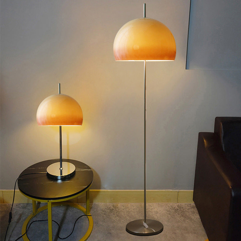 Contemporary Retro Mushroom Hardware Glass 2-Light Standing Floor Lamp For Living Room