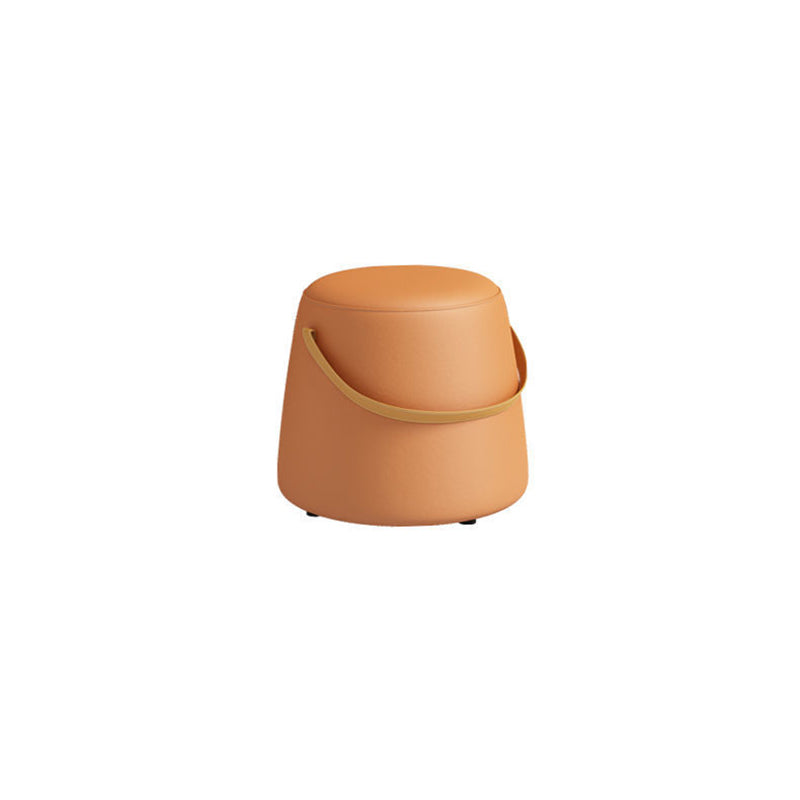 Modern Minimalist Round Column Cotton Linen Microfiber Leather Wood Chair Backless Armless For Living Room