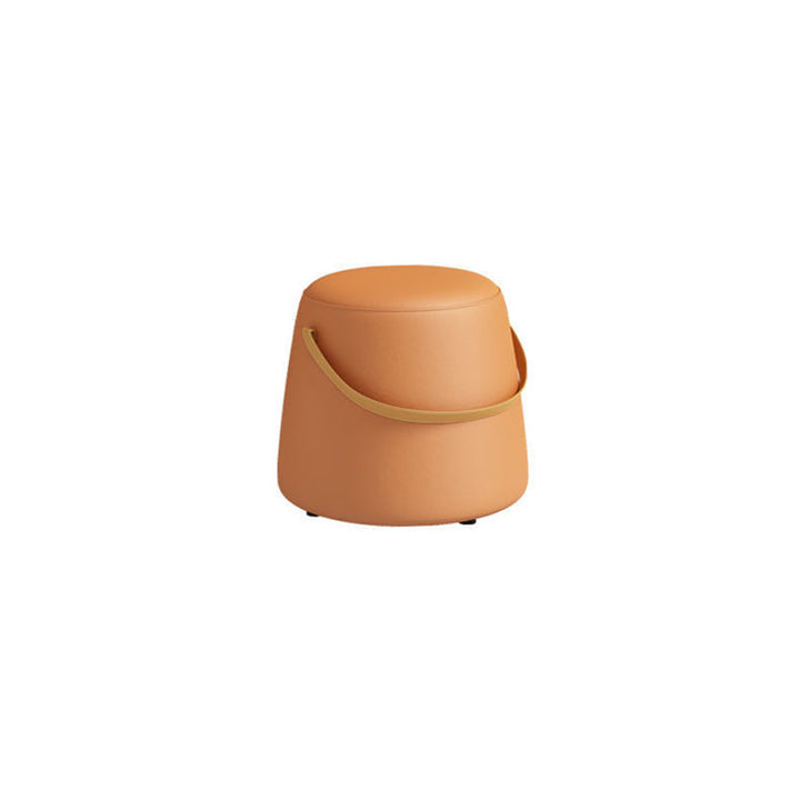 Modern Minimalist Round Column Cotton Linen Microfiber Leather Wood Chair Backless Armless For Living Room