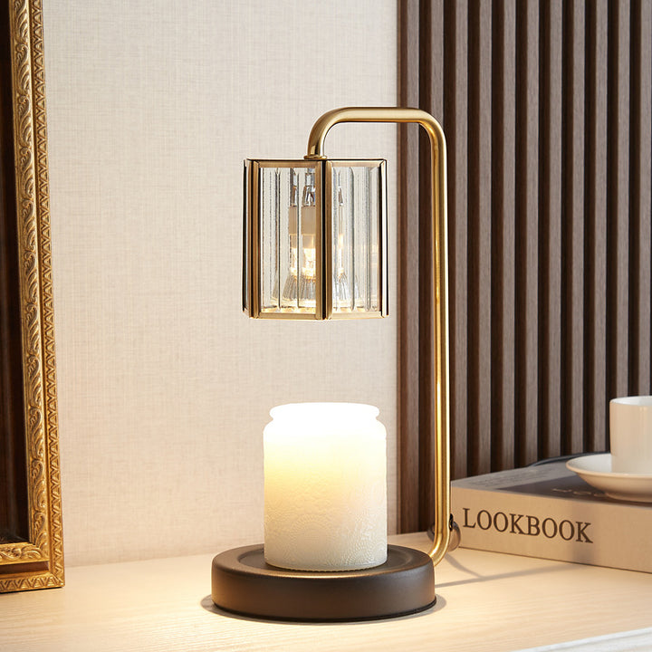 Contemporary Retro Iron Glass Cylinder Shade 2-Light Melting Wax Table Lamp For Bedroom