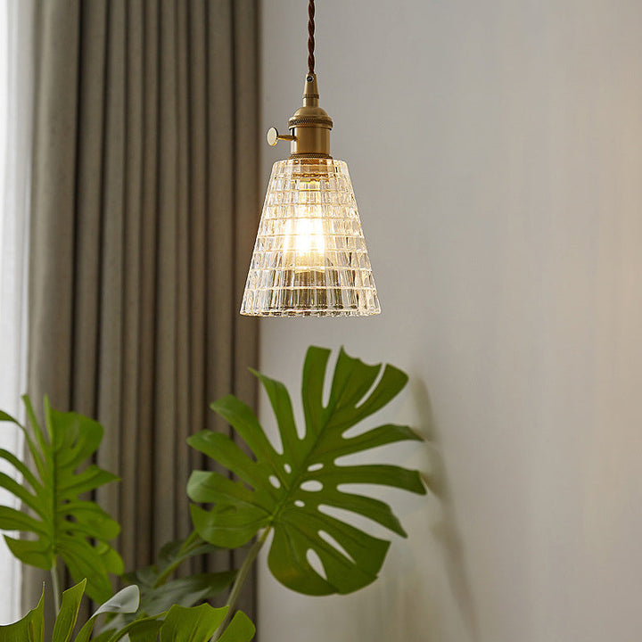 Lustre suspendu en laiton avec verre rond vintage traditionnel à 1 lumière pour salon 
