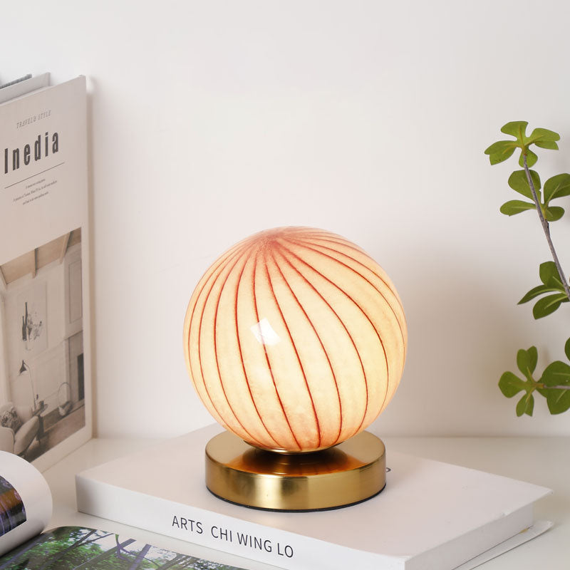Lampe de table LED rechargeable en verre fer à rayures planète simplicité moderne pour chambre à coucher 