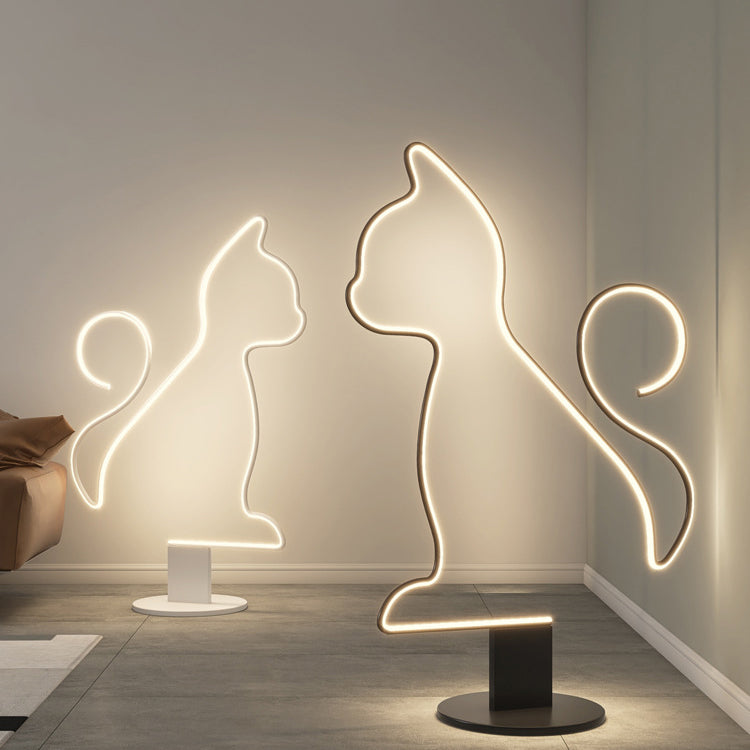 Zeitgenössische kreative Eisen Aluminium Acryl Katze Hund LED stehend Stehleuchte für Schlafzimmer 