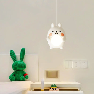 مصباح معلق للأطفال بتصميم آرت ديكو الحديث من الحديد والأكريليك على شكل أرنب LED لغرفة النوم 